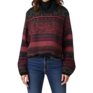 Lord & Taylor Vintage Turtleneck Patterned Mohair and Wool Blend Sweater Size M